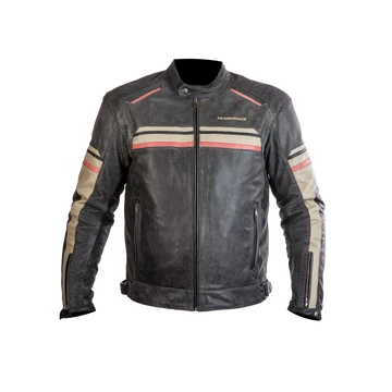 MNR L bőrkabát BLACK/BEIGE/RED