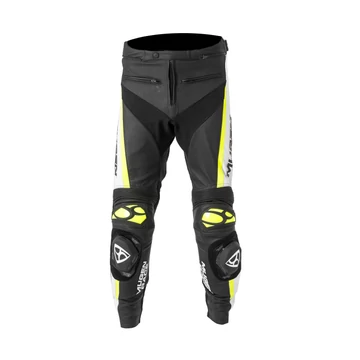 MNR L BLACK/WHITE/FLUOYELLOW Bőrnadrág
