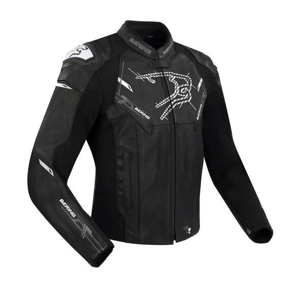 BERING 4XL SNAP motoros bőrdzseki, fekete-FEHÉR