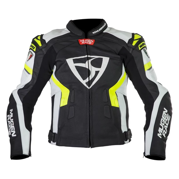 MNR Bőrkabát Marcus 58 Black/White/Fluo Yellow