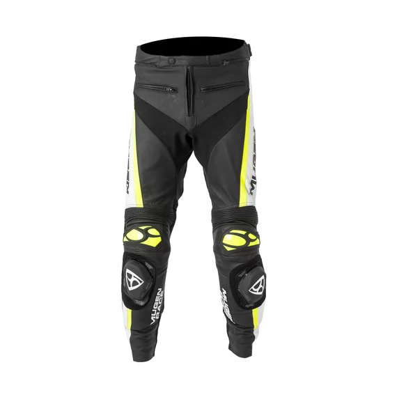 MNR L BLACK/WHITE/FLUOYELLOW Bőrnadrág