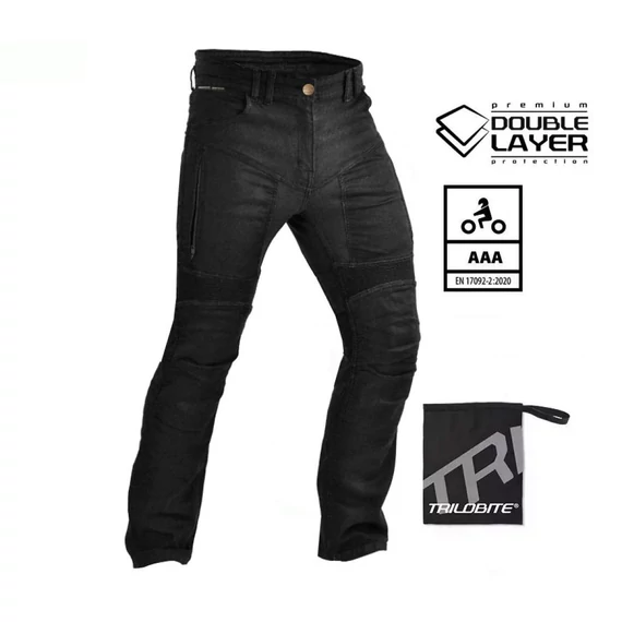 Trilobite Parado Doublelayer 36 motoros farmernadrág slim fit, fekete