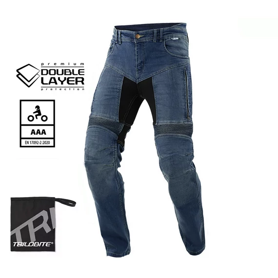Trilobite Parado 32 Doublelayer motoros farmernadrág, slim fit, kék